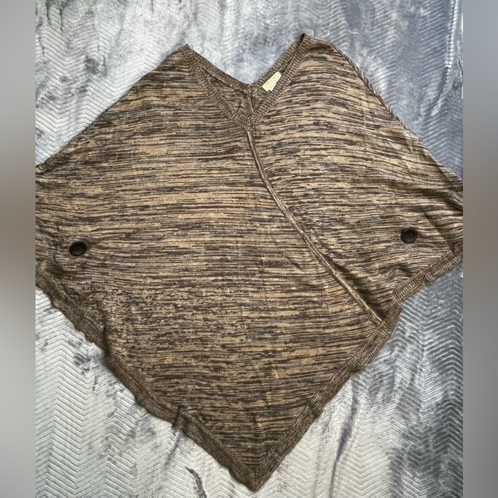 The Territory Ahead‎ Wool/Rabbit Hair Blend Brown Marl Poncho Sweater Large